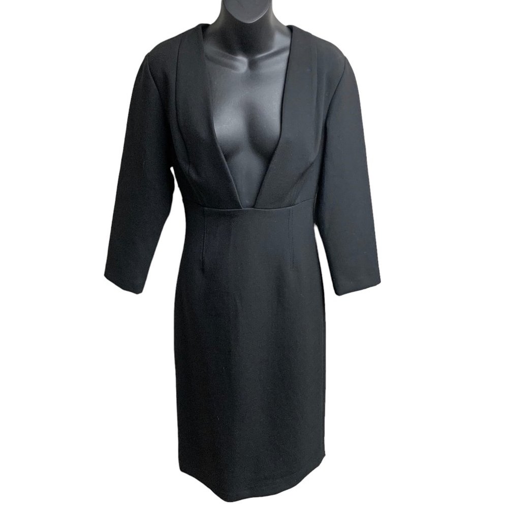 Aritzia BABATON Masu Black Midi Plunging Neckline Dress